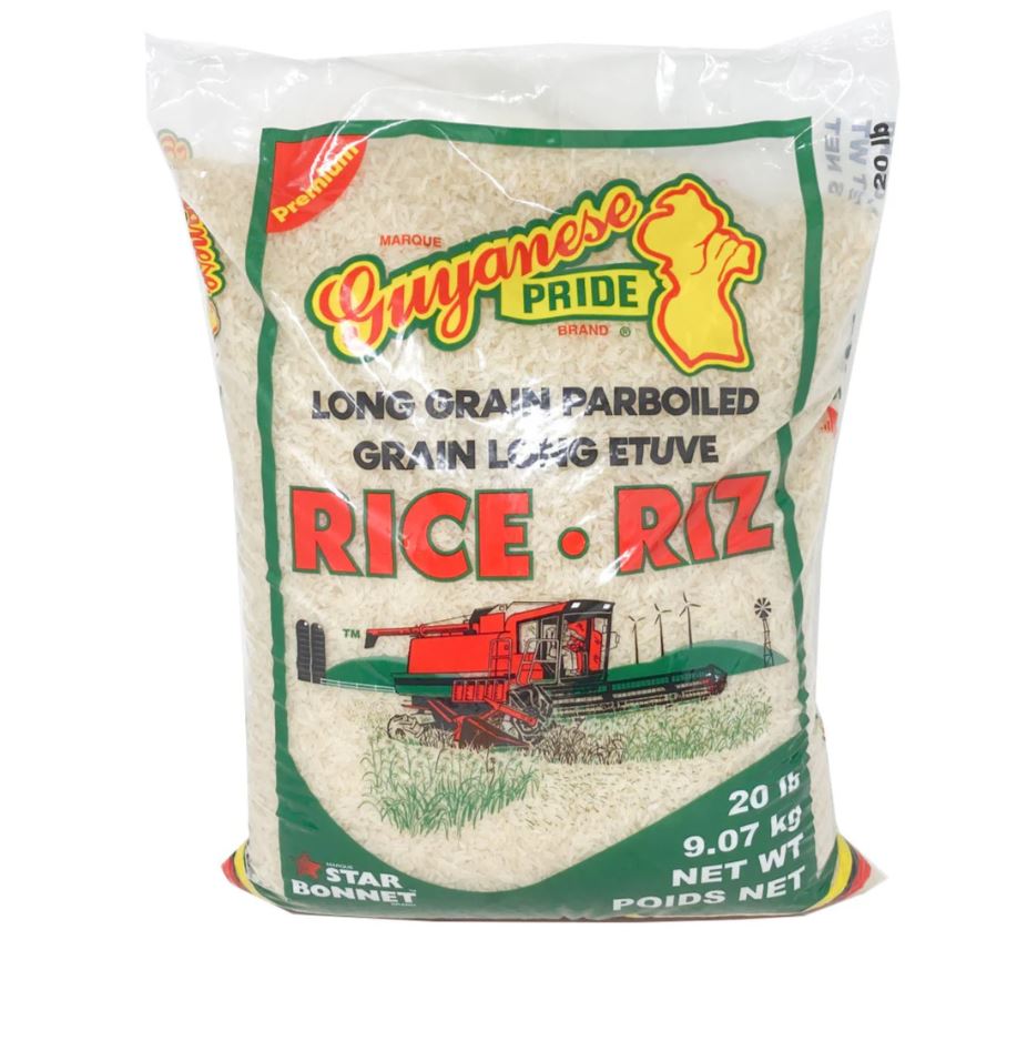 Sachet de riz - Riz étuvé à grains longs de qualité supérieure Guyanese Pride - 20 lb
