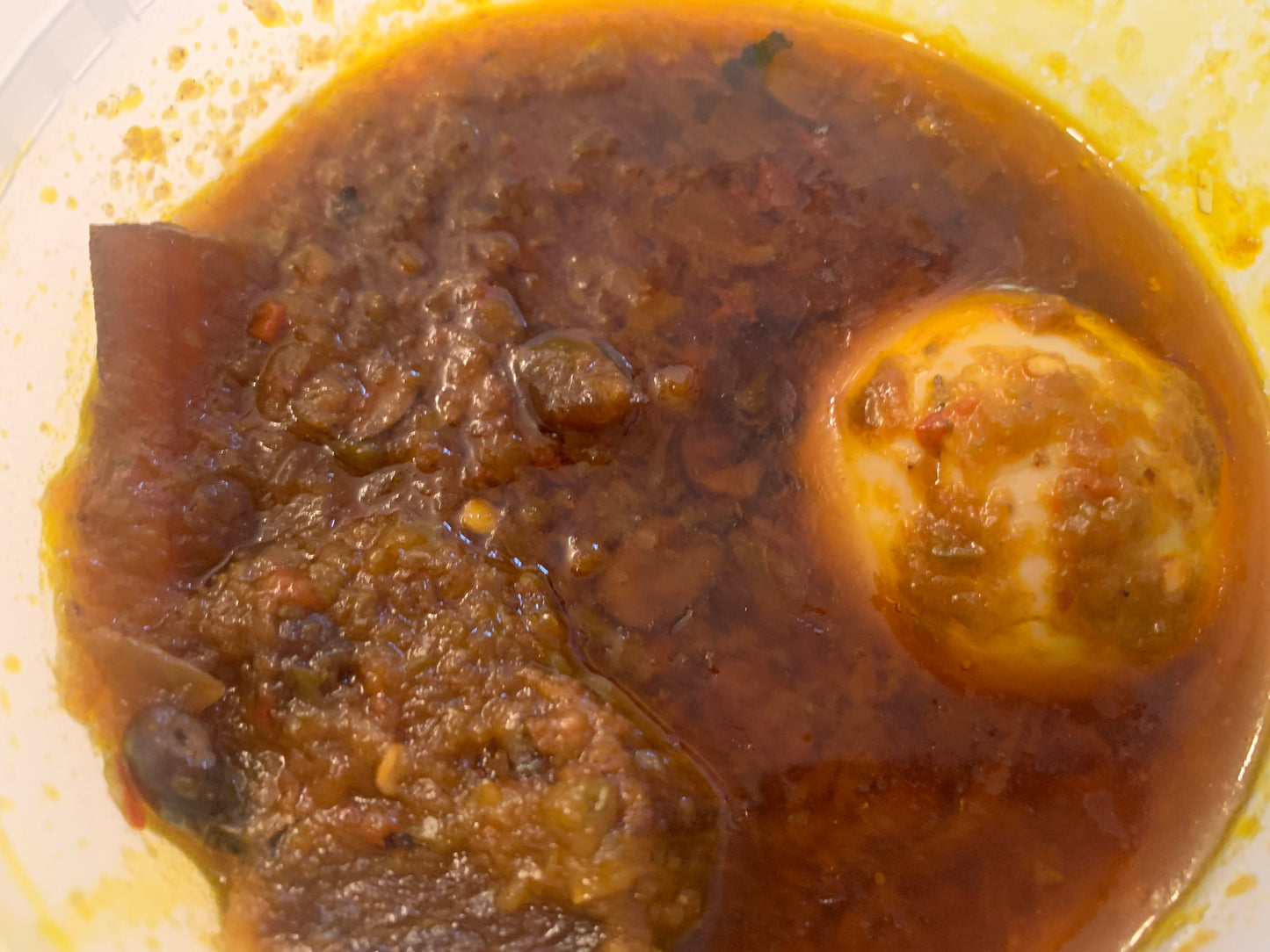 Spicy Ayamase Ofada Tasty Sauce Stew with Egg and Lots of meat