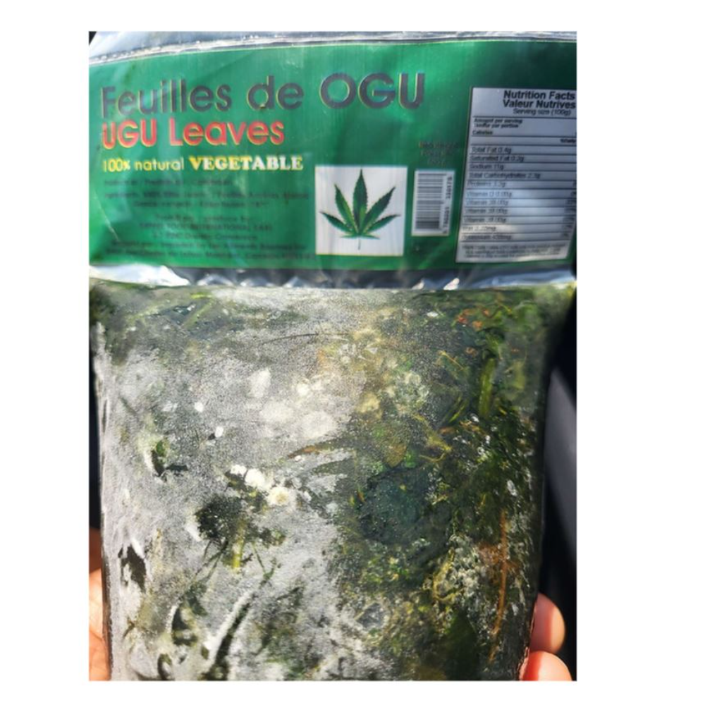 Freshly packed ugwu Ugu leaves - Frozen