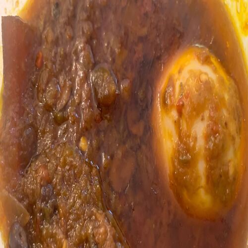 Spicy Ayamase Ofada Tasty Sauce Stew with Egg and Lots of meat